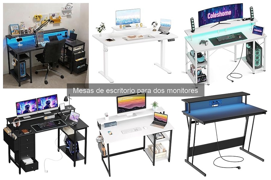 Instalación de mesas de escritorio para dos monitores | Guía