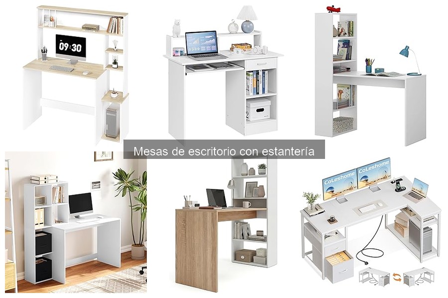 Tipos de mesas de escritorio con estantería: Guía completa